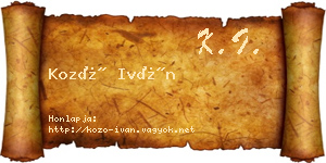 Kozó Iván névjegykártya